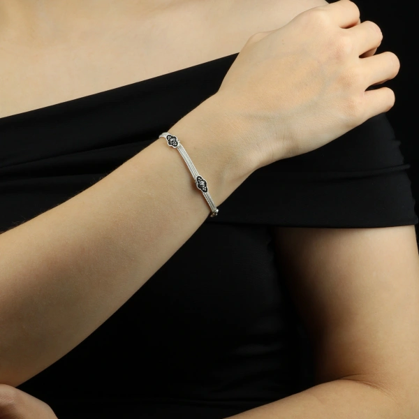 925 Ayar Papyon Model Mardin Hasırı Gümüş Bileklik