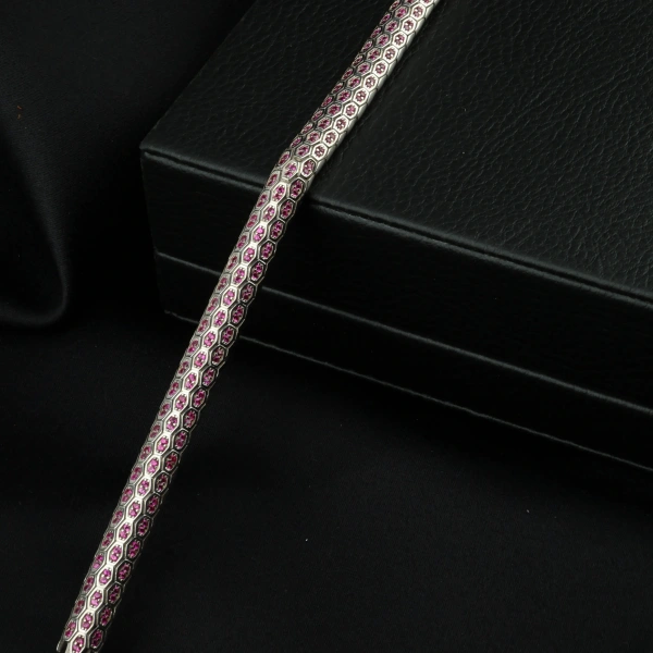 925 Ayar Pembe Zirkon Snake Vip Gümüş Bileklik