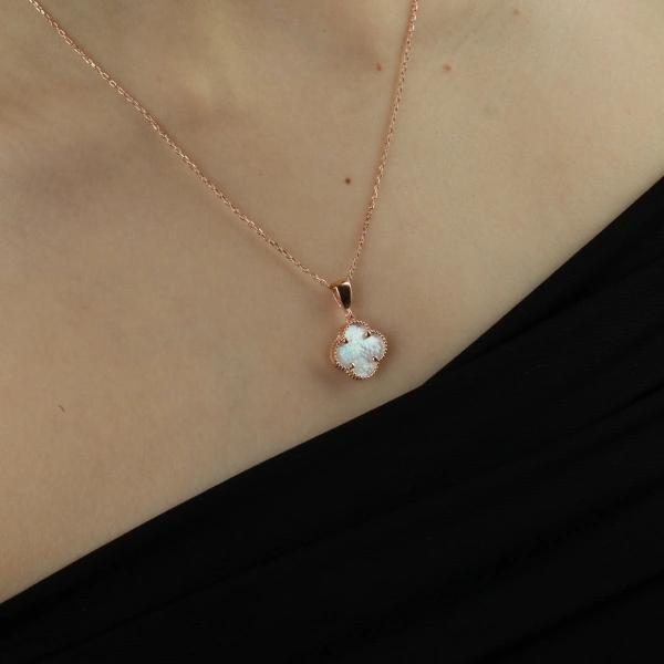 925 Ayar Rose Kaplama Yonca Set