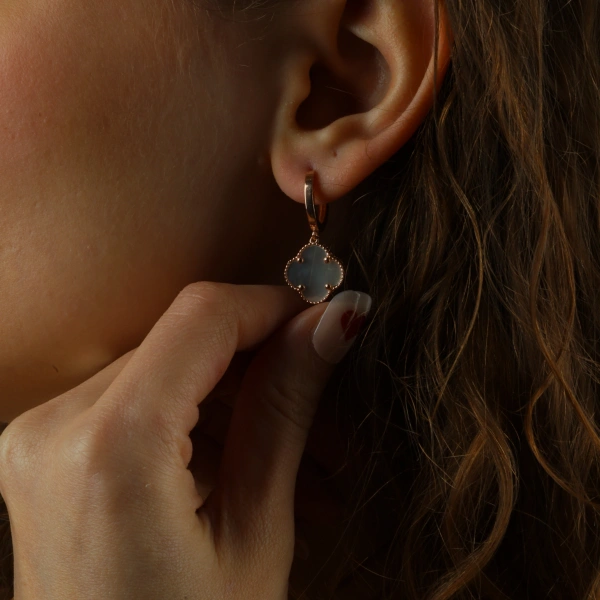 925 Ayar Rose Kaplama Yonca Set