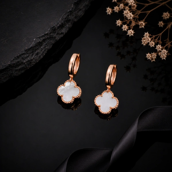 925 Ayar Rose Kaplama Yonca Set