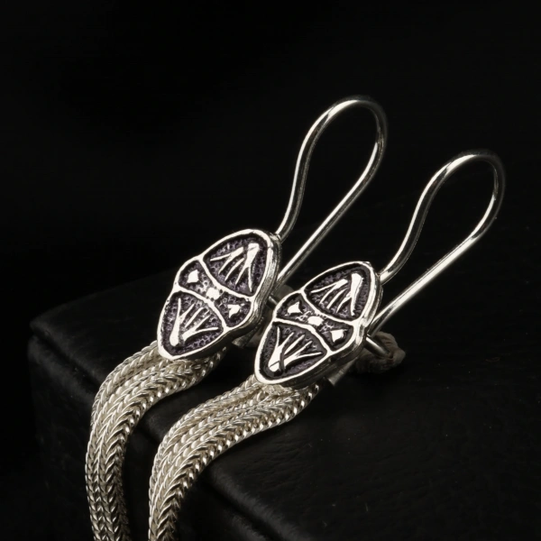 925 Ayar Rüzgar Gülü Motifli Mardin Hasırı Küpe