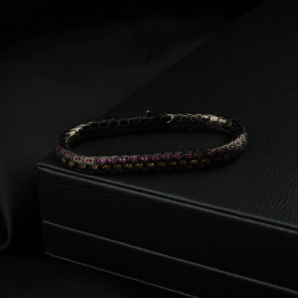 925 Ayar Sarı Safir Snake Vip Gümüş Bileklik