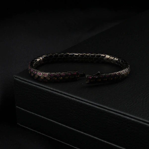 925 Ayar Sarı Safir Snake Vip Gümüş Bileklik