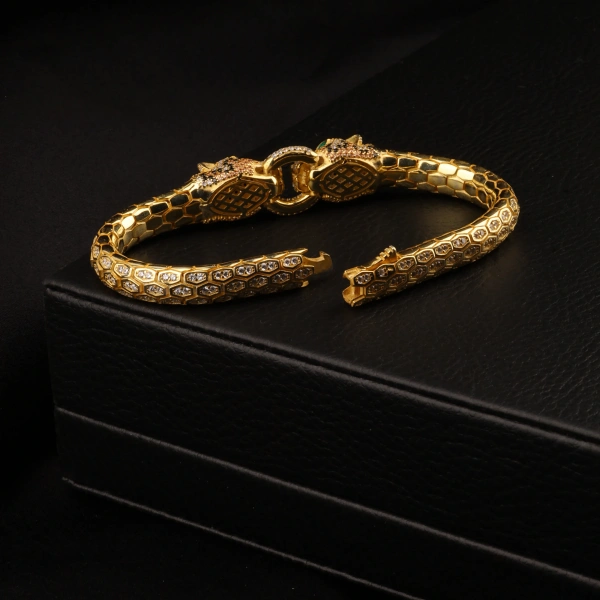 925 Ayar Snake Kaplan Altın Kaplama Bileklik