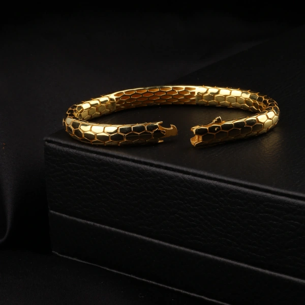 925 Ayar Taşlı Snake Vip Altın Kaplama Bileklik