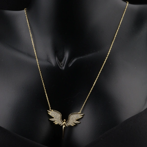 Altın Kaplama 925 Ayar Gümüş Melek Kolyesi