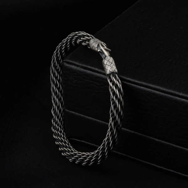 Kazaziye Sarması Beyaz Gümüş Bileklik