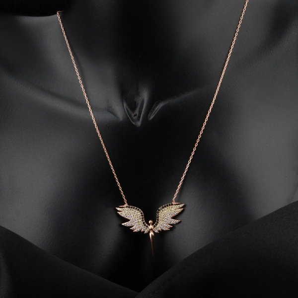 Rose Kaplama 925 Ayar Gümüş Melek Kolyesi