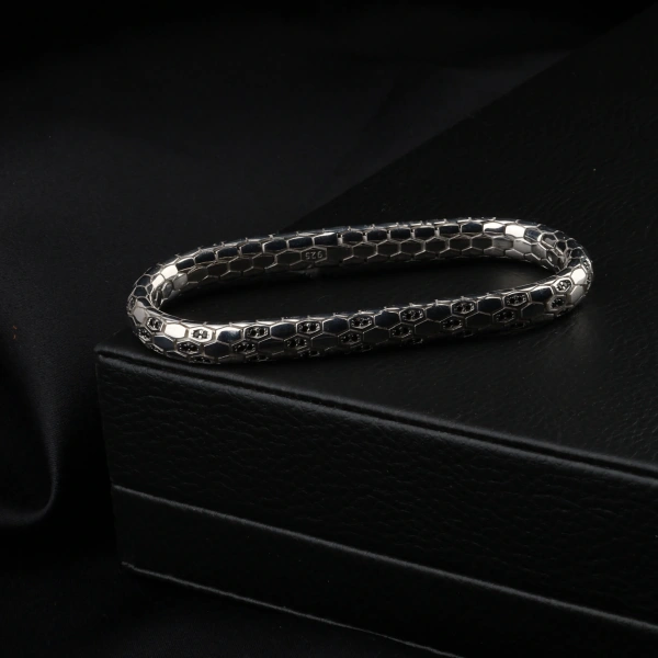 Zirkon Taşlı 925 ayar Snake Vip Gümüş Bileklik