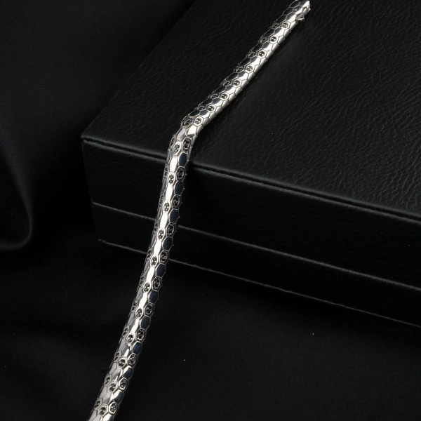 Zirkon Taşlı 925 ayar Snake Vip Gümüş Bileklik