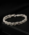 1000 Ayar Kazaziye Toplu Örgü Beyaz Gümüş Bileklik