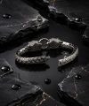 Unisex Gümüş Snake Kaplan Başlı Gümüş Bileklik