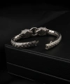 Unisex Gümüş Snake Kaplan Başlı Gümüş Bileklik