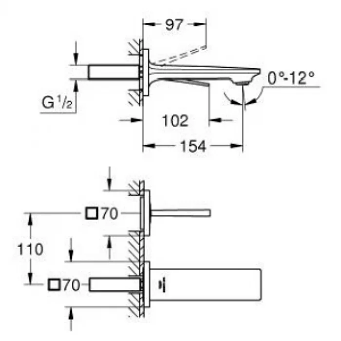 Grohe Allure Ankastre İki Delikli Lavabo Bataryası S-Boyut