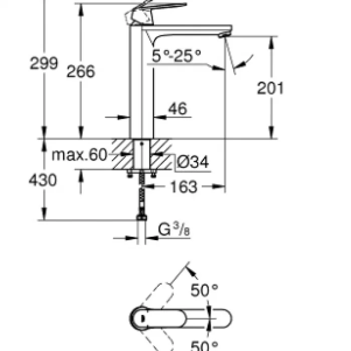 Grohe Eurocosmo Tek Kumandalı Lavabo Bataryası XL-Boyut