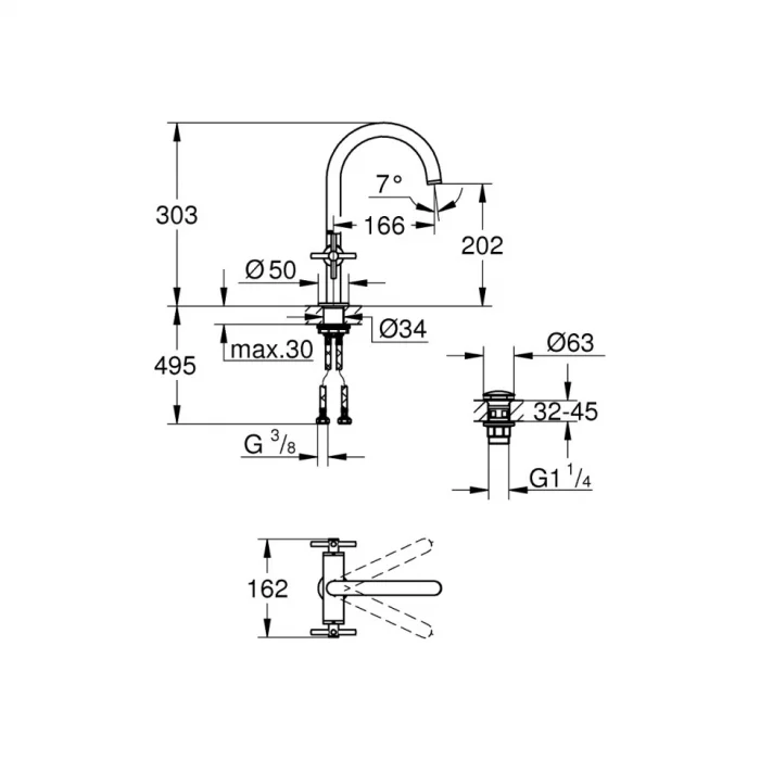 Grohe Atrio Tek Delikli Lavabo Bataryası 1/2 L-Boyut Warm Sunset