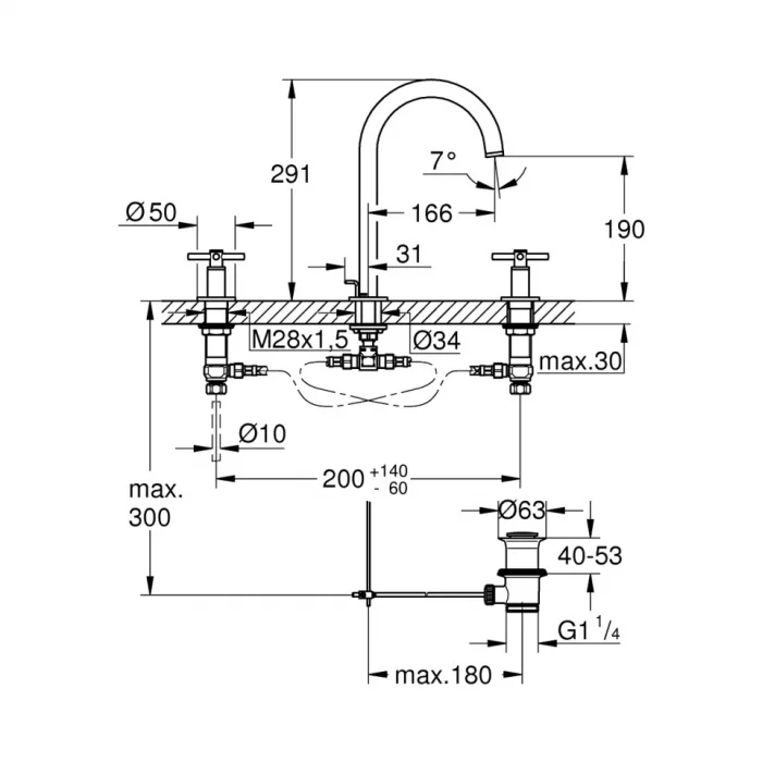 Atrio 3 Delikli Lavabo Bataryası 1/2 M-Boyut SuperSteel