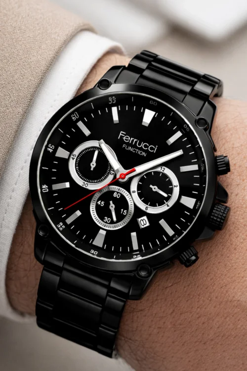 Ferrucci Function Erkek Kol Saati Çelik Kordon Çelik Kasa 3 ATM Suya Dayanıklılık Siyah zmfer053