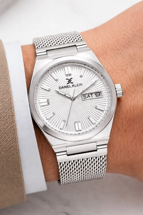 Daniel Klein Çelik Kordon&Kasa Takvimli Erkek Kol Saati Bileklik Hediyeli Gümüş-Beyaz zmdk1203