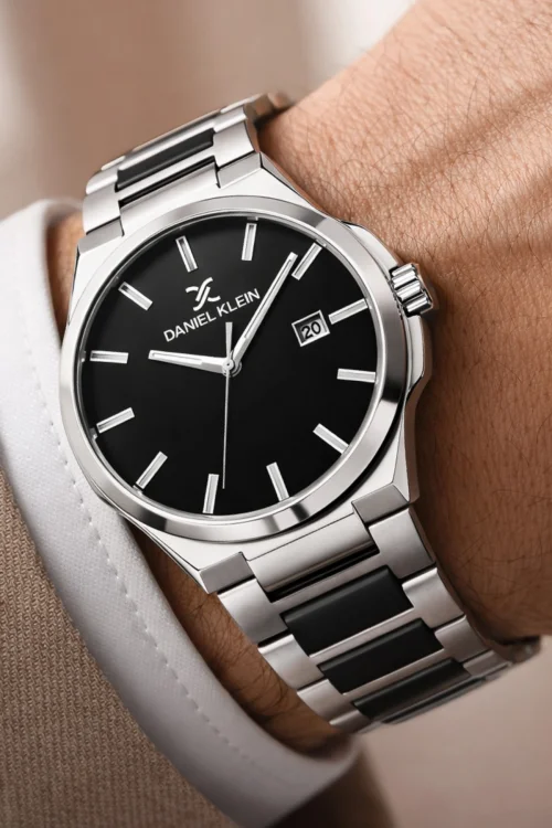 Daniel Klein Çelik Kordon&Kasa Takvimli Erkek Kol Saati Bileklik Hediyeli Gümüş-Siyah-Gümüş zmdk1208