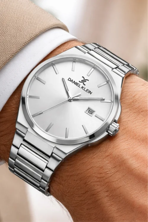Daniel Klein Çelik Kordon&Kasa Takvimli Erkek Kol Saati Bileklik Hediyeli Gümüş-Beyaz zmdk1208