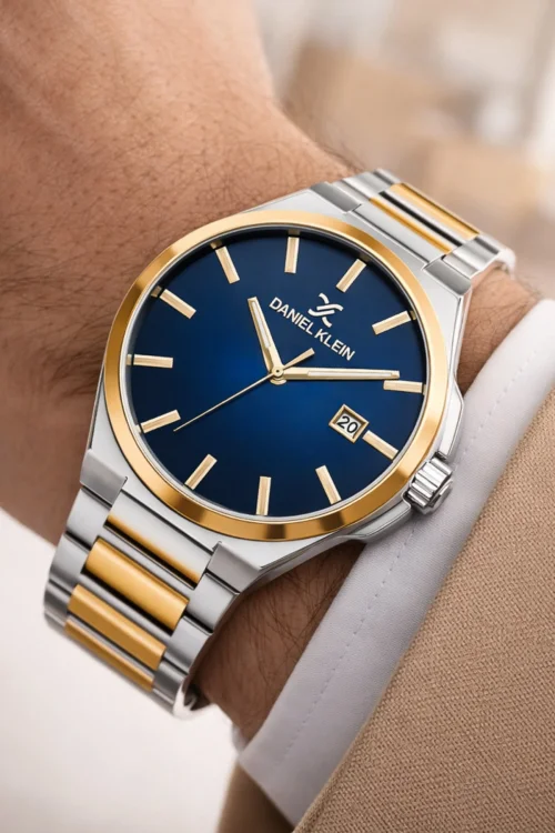 Daniel Klein Çelik Kordon&Kasa Takvimli Erkek Kol Saati Bileklik Hediyeli Gümüş-Gold zmdk1208