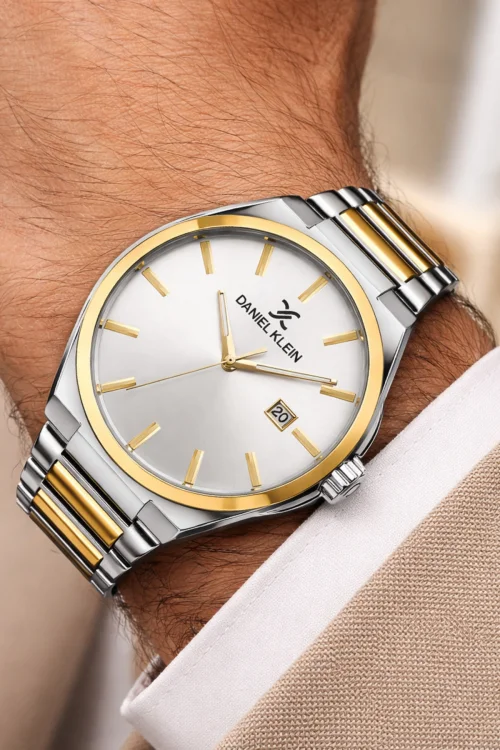 Daniel Klein Çelik Kordon&Kasa Takvimli Erkek Kol Saati Bileklik Hediyeli Gold-Gümüş zmdk1208