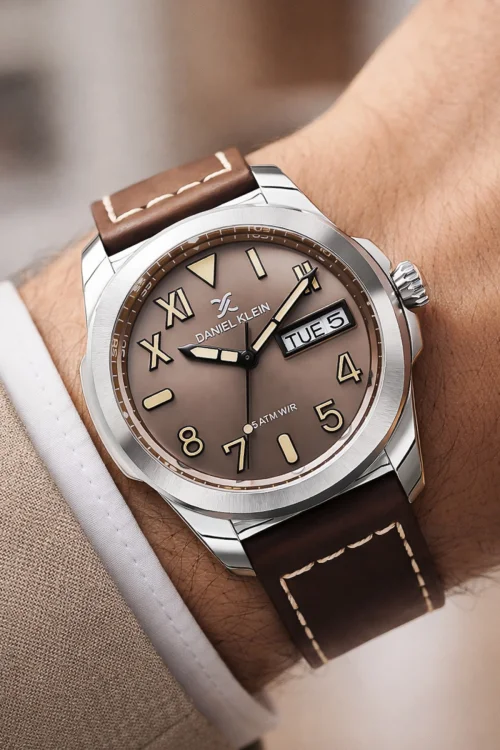 Daniel Klein Deri Kordon Çelik Kasa Takvimli Erkek Kol Saati Bileklik Hediyeli Kahve zmdk1209