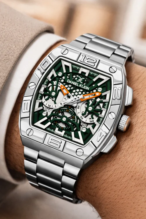 Daniel Klein Exclusive Çelik Kordon&Kasa Erkek Kol Saati Bileklik Hediyeli Gümüş-Yeşil zmdk1217
