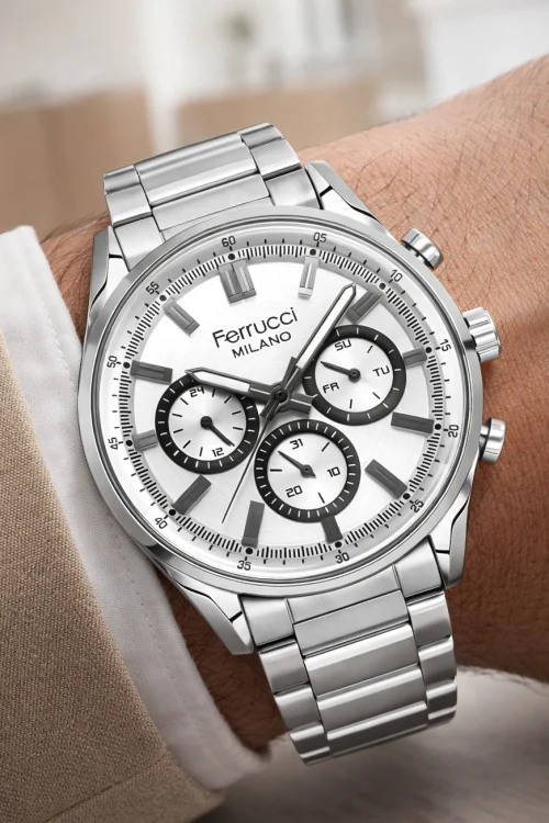 Ferrucci Function Erkek Kol Saati Gümüş Renk Çelik Kordon&Kasa 3 ATM Suya Dayanıklılık ZMFER041