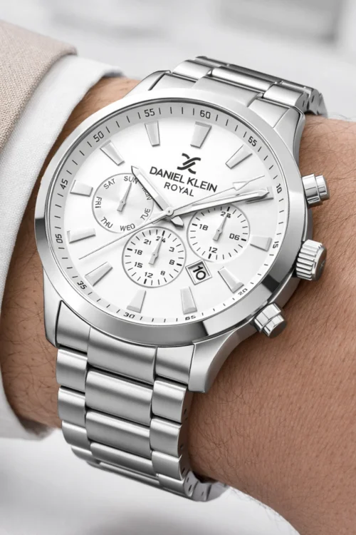 Daniel Klein Çelik Kordon&Kasa Takvimli Erkek Kol Saati+Bileklik Gümüş-Beyaz zmdk1133