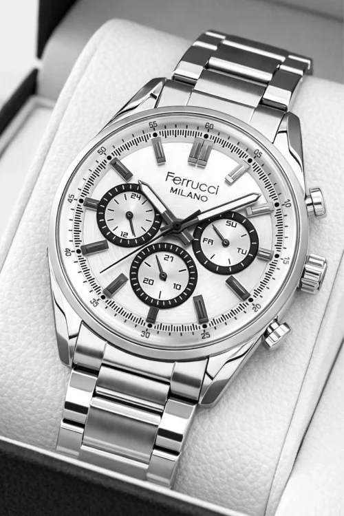 Ferrucci Function Erkek Kol Saati Gümüş Renk Çelik Kordon&Kasa 3 ATM Suya Dayanıklılık ZMFER041
