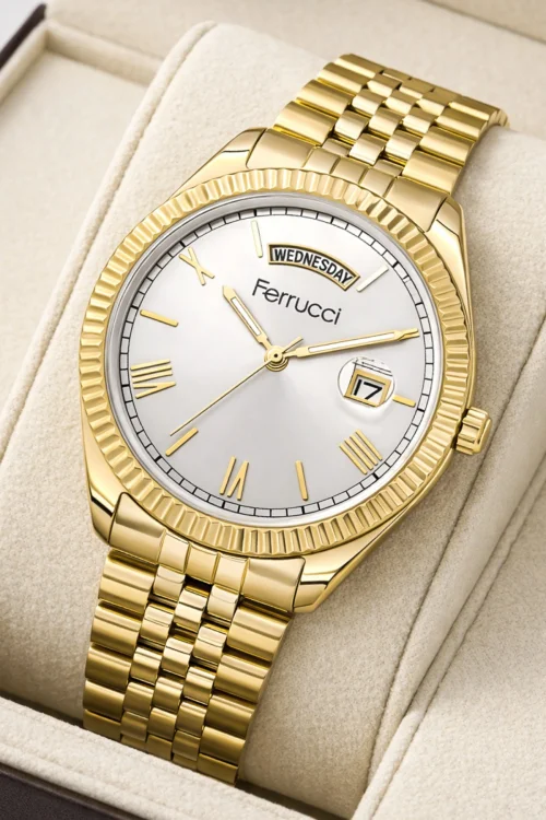 Ferrucci Function Erkek Kol Saati Gold Renk Çelik Kordon&Kasa 3 ATM Suya Dayanıklılık ZMFER041