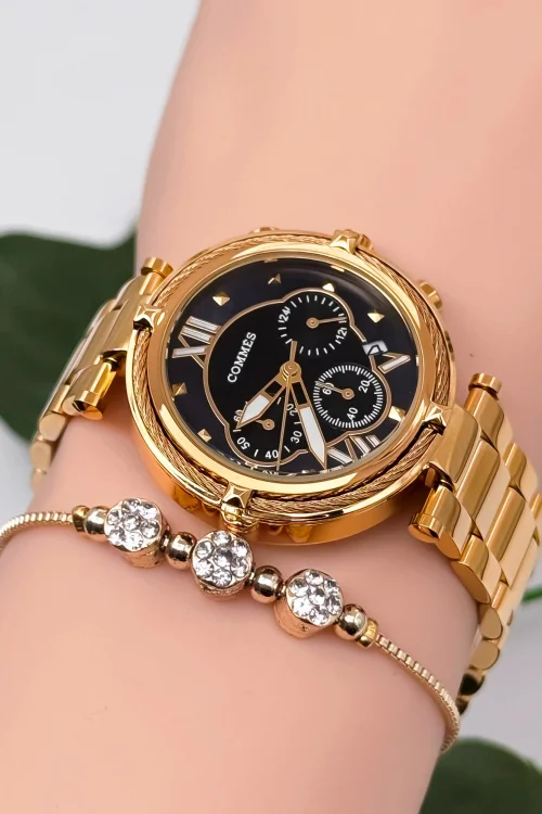 Commes Çelik Kordon&Kasa Kadın Kol Saati 3 Atm Su Geçirmez Gold zmcms039