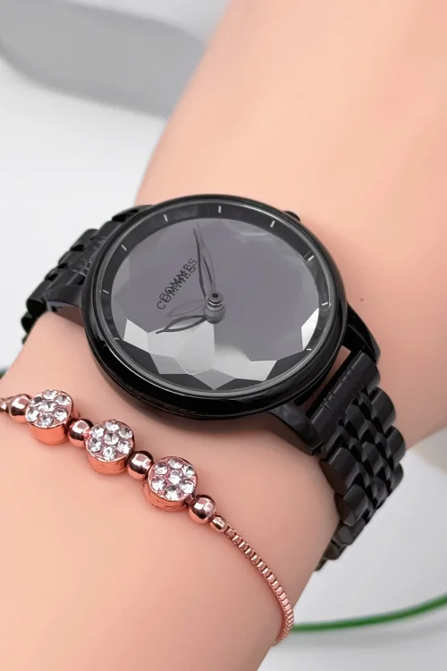 Commes Çelik Kordon&Kasa Kadın Kol Saati 3 Atm Su Geçirmez Siyah zmcms040