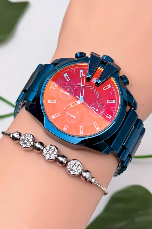 Commes Çelik Kordon&Kasa Kadın Kol Saati Renkli Mineral Cam 3 Atm Su Geçirmez Mavi zmcms037