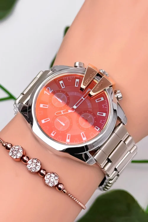 Commes Çelik Kordon&Kasa Kadın Kol Saati Renkli Mineral Cam 3 Atm Su Geçirmez Gümüş-Rose zmcms037