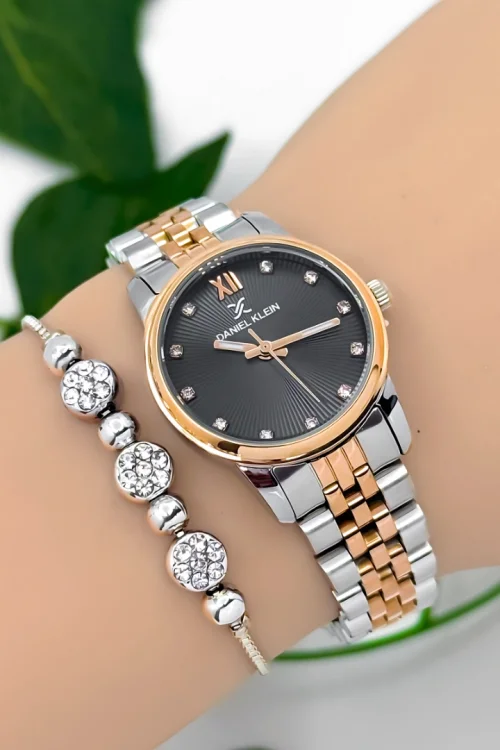 Daniel Klein Çelik Kordon Kadın Kol Saati 3 Atm Suya Dayanıklı Gümüş-Rose-Siyah zmdk1184