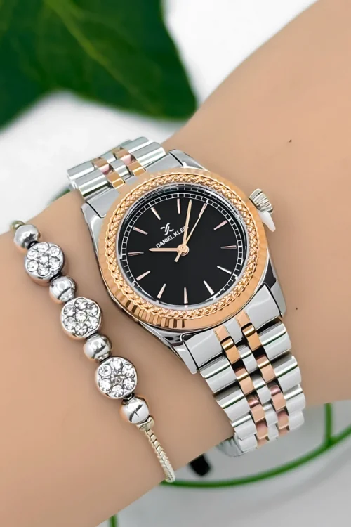 Daniel Klein Çelik Kordon Kadın Kol Saati 3 Atm Suya Dayanıklı Gümüş-Rose-Siyah zmdk1186