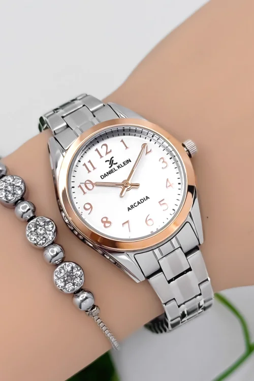 Daniel Klein Çelik Kordon Kadın Kol Saati 3 Atm Suya Dayanıklı Gümüş-Rose zmdk1188