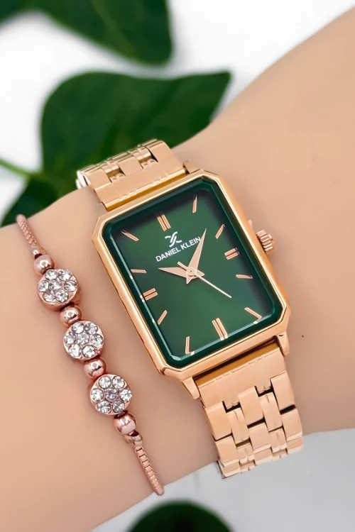 Daniel Klein Çelik Kordon Kadın Kol Saati 3 Atm Suya Dayanıklı Rose-Yeşil zmdk1185