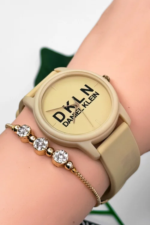 Daniel Klein DK.1.12645.6 Silikon Kordon Kadın Kol Saati 3 Atm Suya Dayanıklı Bej zmdk1173