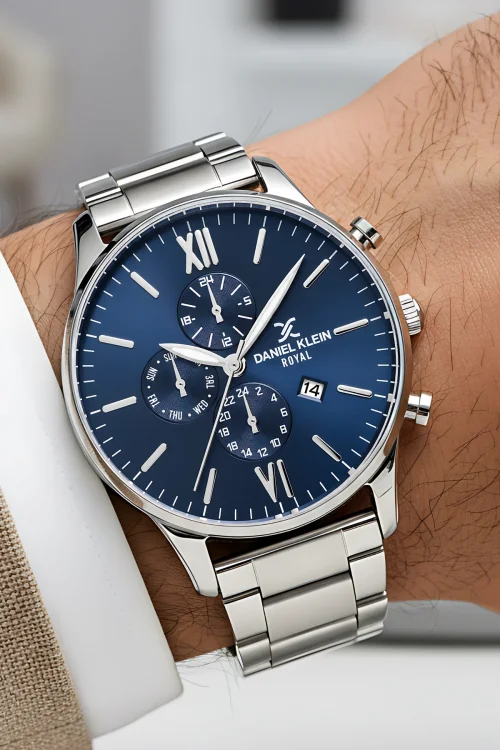 Daniel Klein Erkek Kol Saati Çelik Kordon Çelik Kasa Bileklik Hediyeli Gümüş-Mavi zmdk1133
