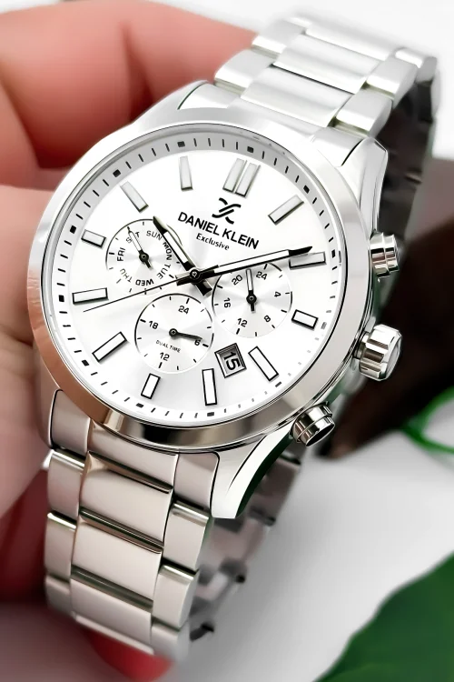 Daniel Klein Erkek Kol Saati Exclusive Çelik Kordon Bileklik Hediyesi ile Gümüş-Beyaz zmdk1125