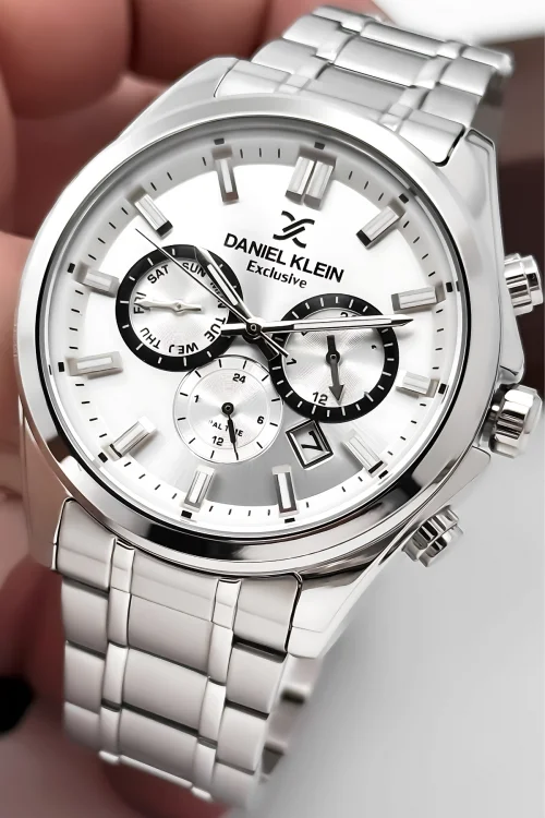 Daniel Klein Erkek Kol Saati Exclusive Çelik Kordon Bileklik Hediyesi ile Gümüş-Beyaz zmdk1192