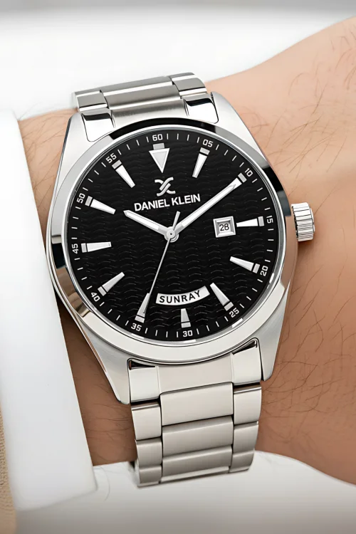 Daniel Klein Erkek Kol Saati Takvimli Çelik Kordon Çelik Kasa Gümüş-Siyah zmdk1139
