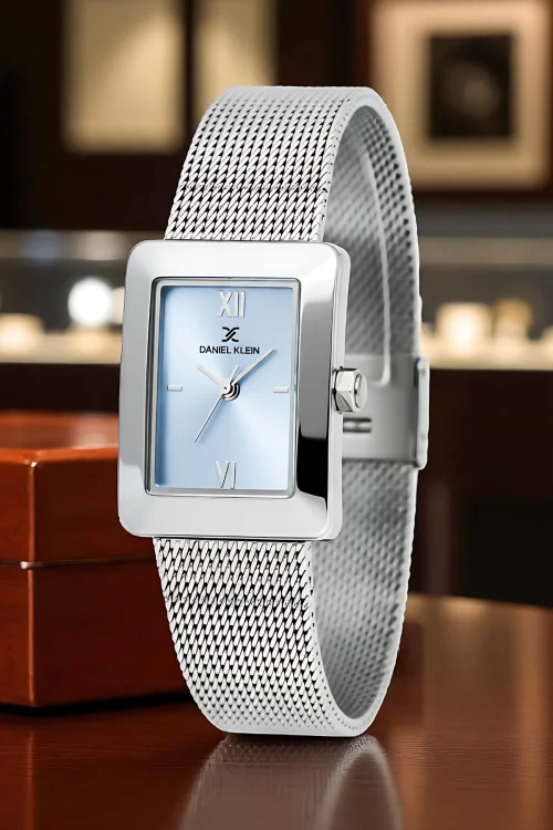 Daniel Klein Kadın Kol Saati, Çelik Kordon&Kasa+Bileklik Hediyeli Gümüş-Mavi zmdk1201