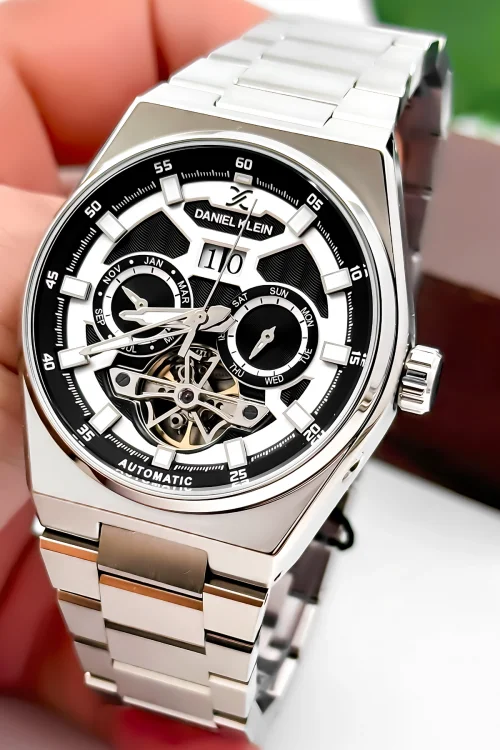 Daniel Klein Otomatik Mekanizma Çelik Kordon Çelik Kasa Erkek Kol Saati Gümüş-Beyaz zmdk1196