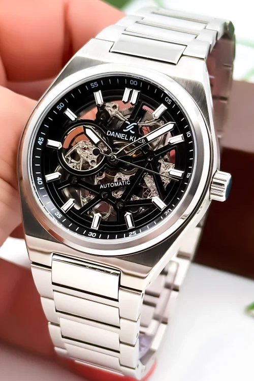 Daniel Klein Otomatik Mekanizma Çelik Kordon Çelik Kasa Erkek Kol Saati Gümüş-Siyah zmdk1197